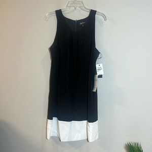 Oleg Cassini Black & White Sleeveless Tank Shift Dress Colorblock 10 NWT